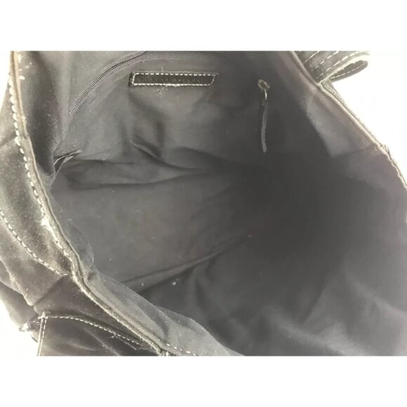 Banana Republic Tote Shoulder Bag Womens Black Suede Pockets Double Handles - Picture 6 of 8